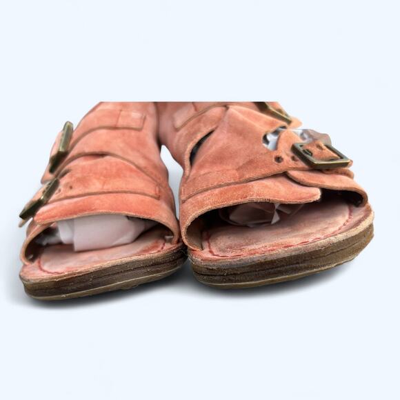 A.S.98 Tavon Leather Slide Sandals Orange Suede Buckle Eur Size 38 Boho Comfort - Picture 14 of 14